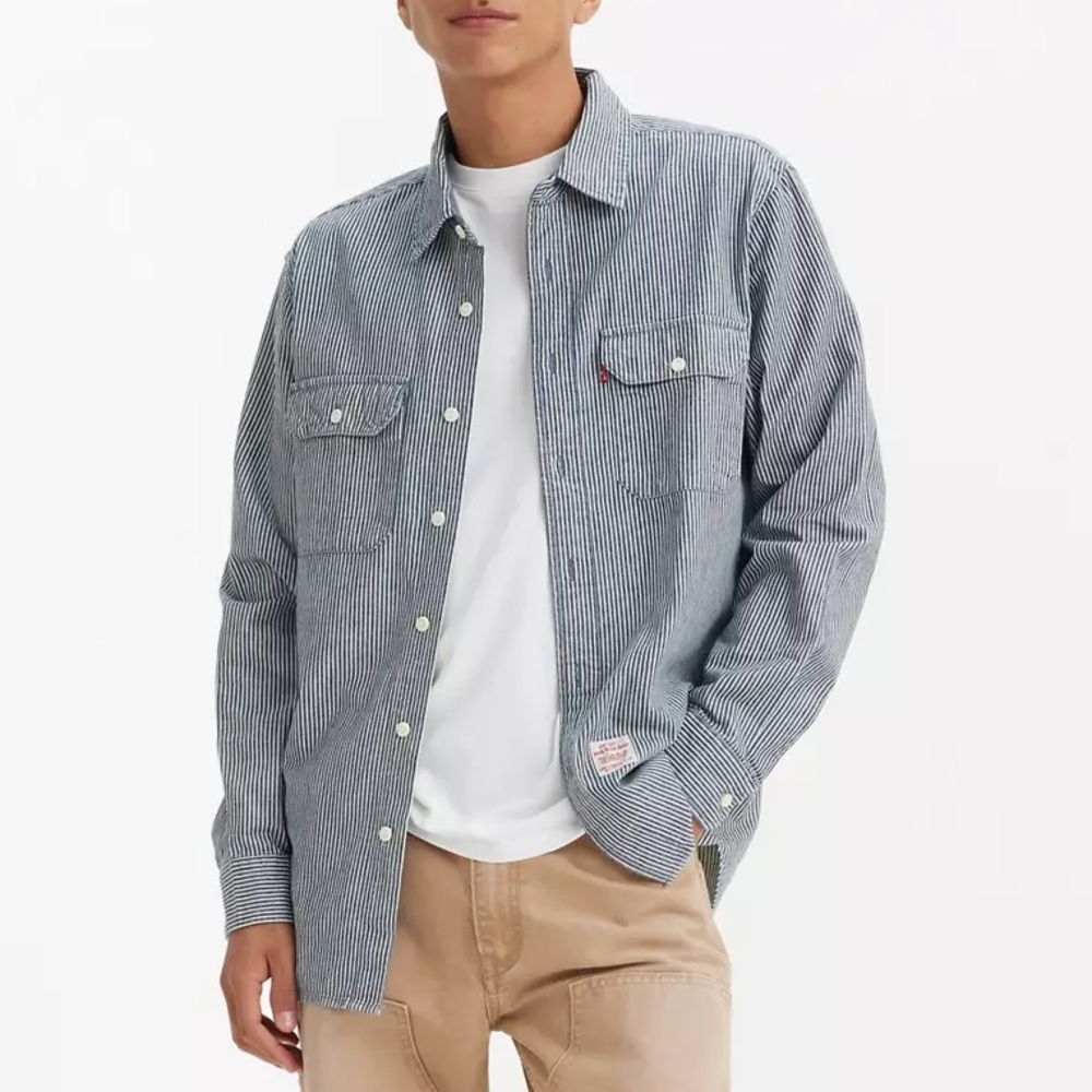 Levi's Men's Blue Striped Casual Button Down Shirt